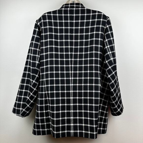 Vintage Talbots Tweed Wool Blazer Jacket Plaid Check Black Women's 22WP Petite - Picture 5 of 13